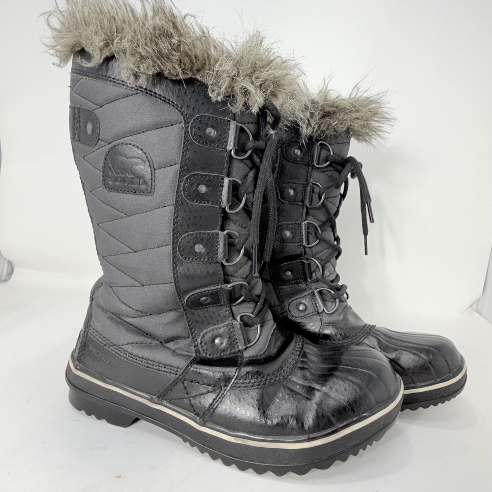 Sorel Tofino II Black Quarry Waterproof Faux Fur Winter Boots NL2332-010 Women 7